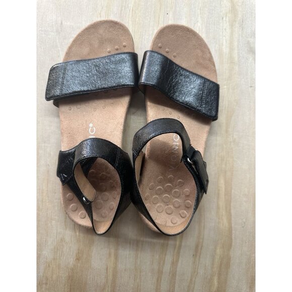 Vionic 8M Marsala Women's Metallic Comfort Sandals Black Adjustable Retails $149 - Picture 1 of 6